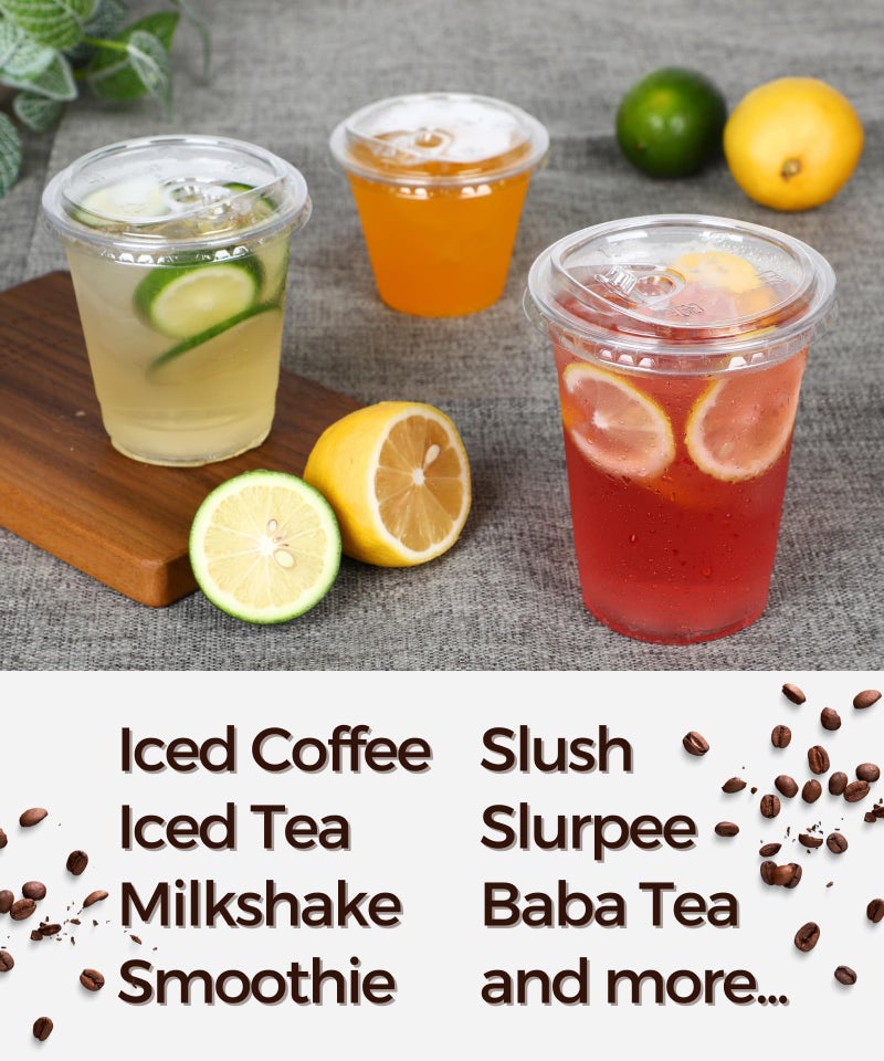 Aatriet 9 oz Clear Plastic Cups with Strawless-Sip-Lids  50 Sets Disposable Cups Plastic Iced Coffee Cups  To Go Cups with Sip Through Lids for Smoothie  Milkshake  Cold Drinks for Party  Wedding  Event - Image 5
