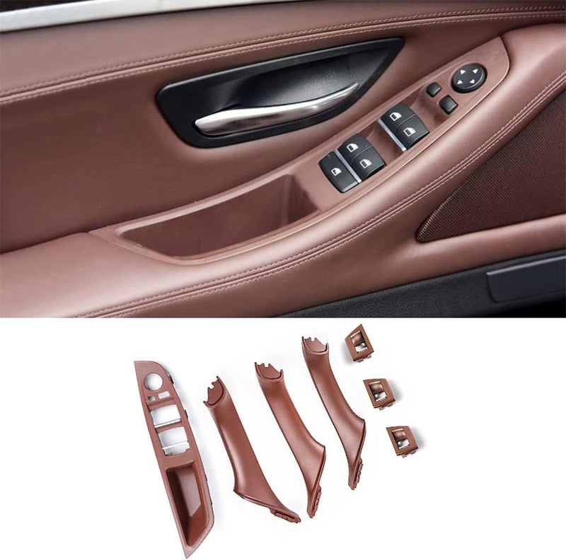CHUANGHUI Car Door Handle Cover for BMW 5 Series F10 2011-2016 Interior Door Handles Replace Trim Cover 520i 528i 530i 535d 535i 550i (Reddish Brown) - Image 1