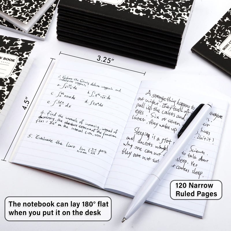 feela 70 Pack Mini Composition Notebook Bulk, Cute Pocket Composition Note Pad, Small Journal Notebooks for Students College School Supplies, 4.5" X 3.25", Narrow Ruled, Black Marble Covers - Image 3