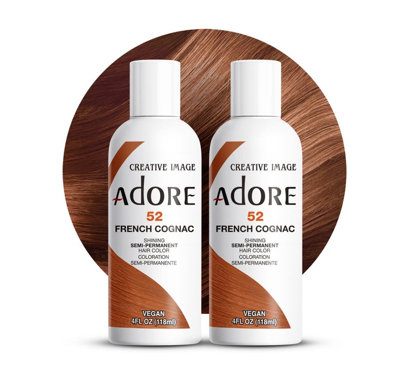 Adore Semi Permanent Hair Color (052 French Cognac) (2 Pack) | Vegan & Cruelty-Free Brown Hair Dye | No Ammonia, No Peroxide, No Alcohol | 4 Fl Oz - Image 1