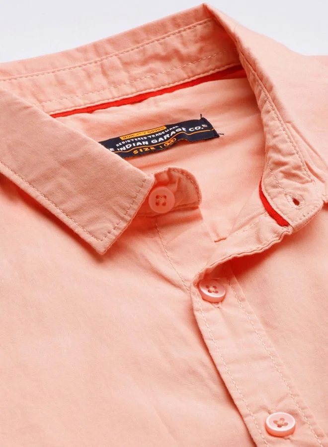شركة المرآب الهندية Men Slim Fit Solid Full Sleeves Spread Collar Casual Shirt
