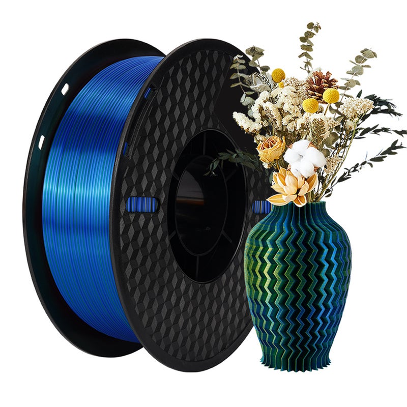 KINGROON 3D Printer PLA Filament 1KG 1.75mm Triple Color Silk PLA Filament 3D Printing Material Degradable Eco- friendly Spool Dimensional Accuracy +/-0.03mm Standard 1 Roll - Green Blue Yellow - Image 1