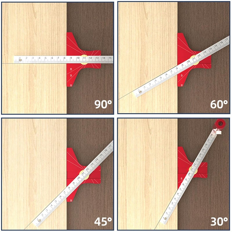 Aluminum Alloy Woodworking Ruler Dual Scale T Ruler 30 45 60 90 Degree Angle Marking Tool - Image 3