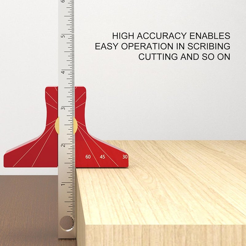 Aluminum Alloy Woodworking Ruler Dual Scale T Ruler 30 45 60 90 Degree Angle Marking Tool - Image 4