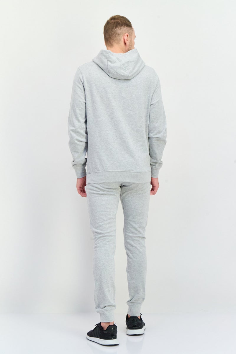 CROSSHATCH Men 2 Pieces Hooded Embroidered Logo Sweatshirt And Sweatpants Set, Grey - Image 4