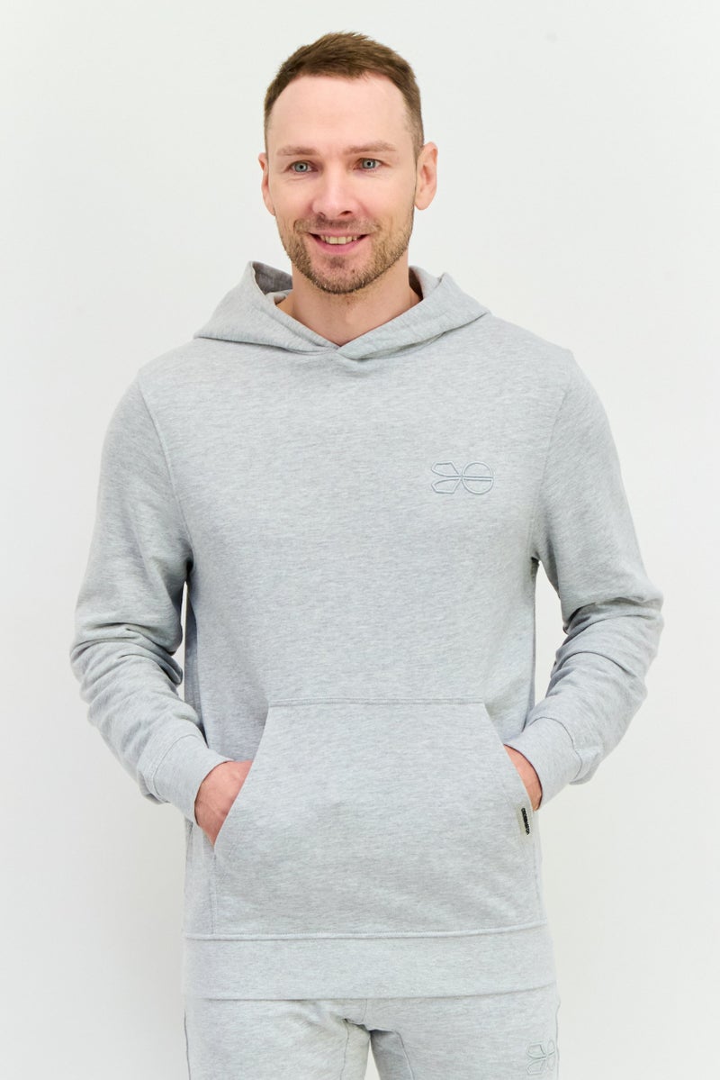 CROSSHATCH Men 2 Pieces Hooded Embroidered Logo Sweatshirt And Sweatpants Set, Grey - Image 2