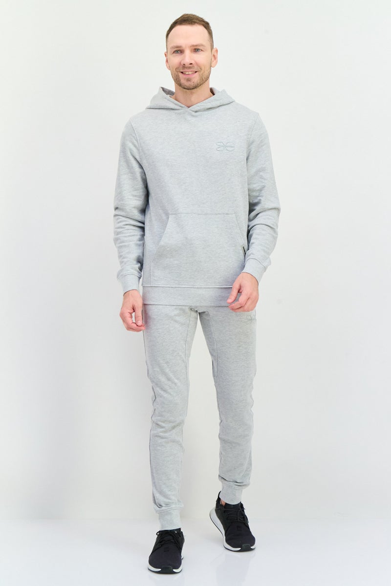 CROSSHATCH Men 2 Pieces Hooded Embroidered Logo Sweatshirt And Sweatpants Set, Grey - Image 1