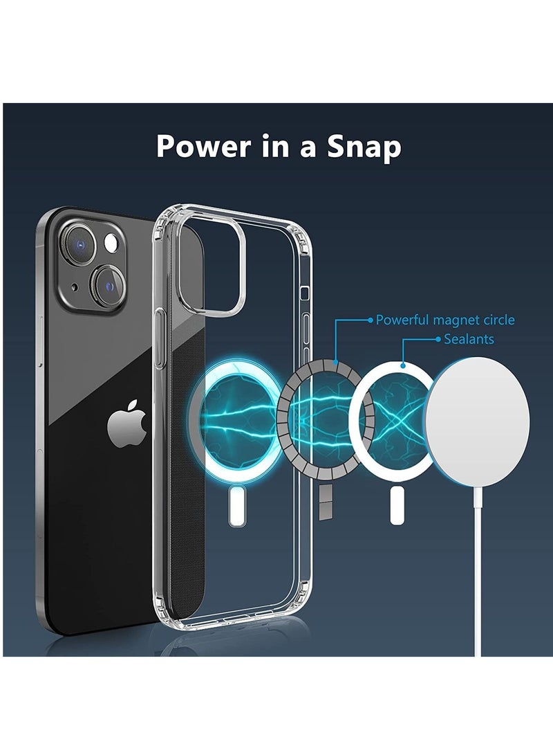 Houmt iPhone 14 Plus Cover Clear Magsafe Case Compatible with  Magnetic Accessories Yellow Resistant Anti Scratch Shockproof Slim Case Cover - Image 5