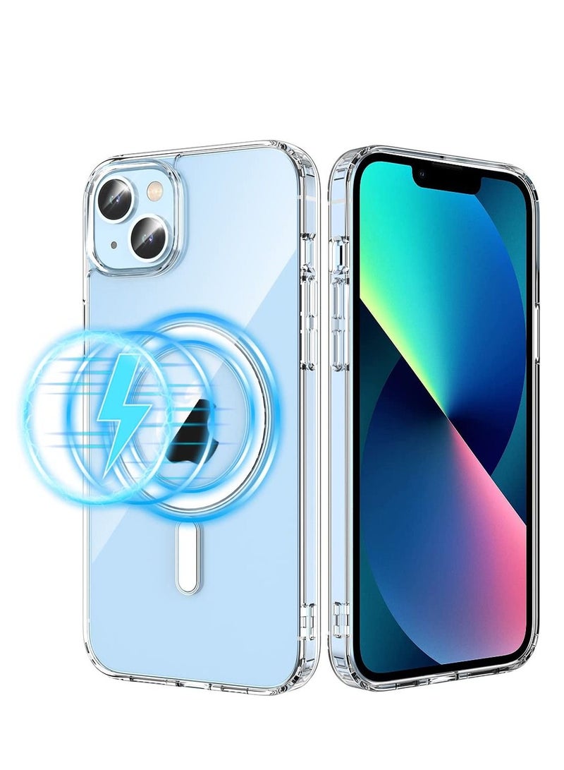 Houmt iPhone 14 Plus Cover Clear Magsafe Case Compatible with  Magnetic Accessories Yellow Resistant Anti Scratch Shockproof Slim Case Cover - Image 1