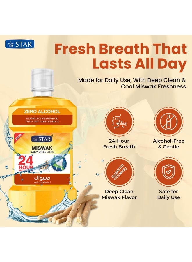 SZ Star Fresh Mouthwash – Miswak Flavour for Long-Lasting Fresh Breath & Oral Hygiene | Fights Bad Breath, Plaque & Bacteria | Gentle & Alcohol-Free | Daily Use for Sensitive Mouths | 266ml - Image 2