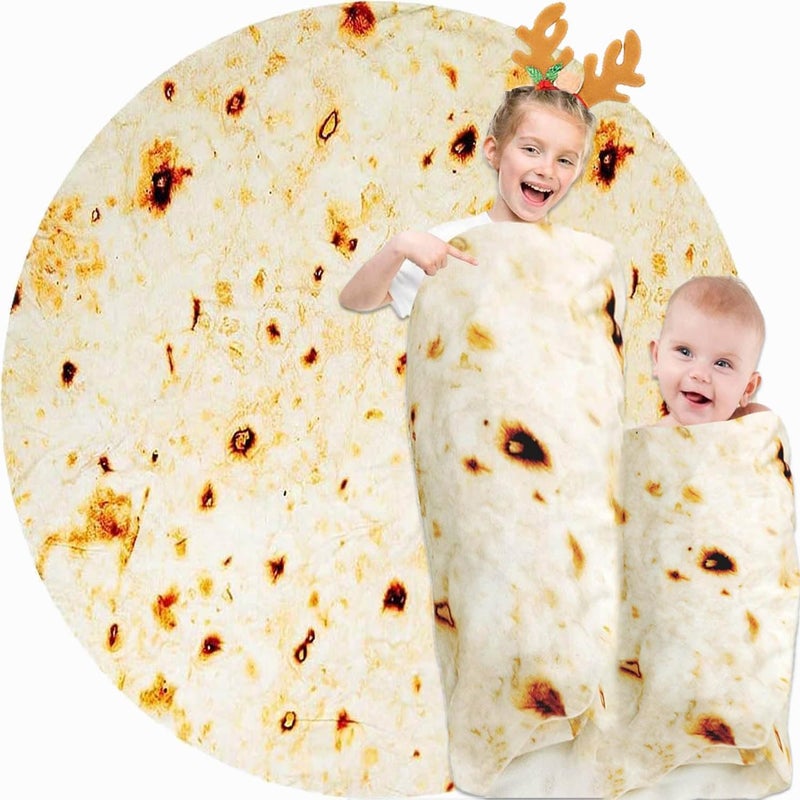 Acteb Burrito Tortilla Blanket Baby Stuff Shower White Elephant Gifts for Kids Throw Blankets Wrap Swaddle Toddler Boy Girl Party Novelty Gag Pets Soft Fleece 40in - Image 1