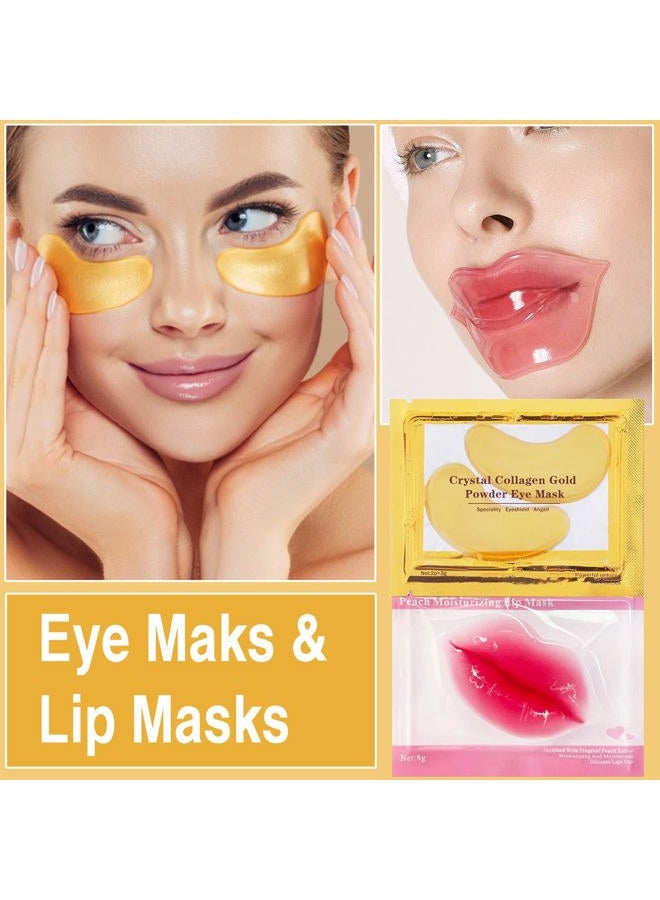 PERVALA 30 Pairs Lip Masks & 24K Gold Eye Masks, Crystal Collagen Under Eye Patches for Puffy Eyes, Wrinkles, Effectively Moisturizing & Reducing Fine Lines & Dark Circle - Image 2
