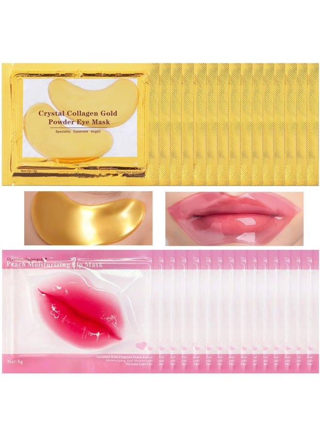 PERVALA 30 Pairs Lip Masks & 24K Gold Eye Masks, Crystal Collagen Under Eye Patches for Puffy Eyes, Wrinkles, Effectively Moisturizing & Reducing Fine Lines & Dark Circle - Image 1