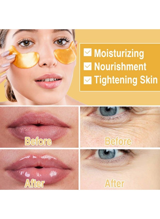 PERVALA 30 Pairs Lip Masks & 24K Gold Eye Masks, Crystal Collagen Under Eye Patches for Puffy Eyes, Wrinkles, Effectively Moisturizing & Reducing Fine Lines & Dark Circle - Image 3