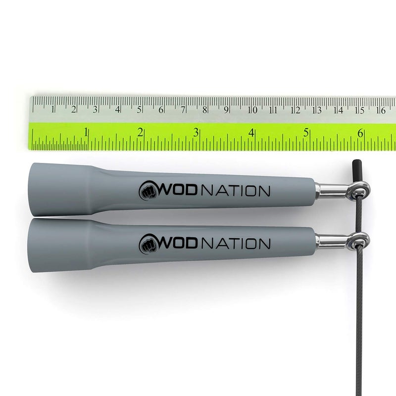 WOD Nation حبل قفز قابل للتعديل من WOD Nation - رمادي، حبل سرعة كلاسيكي - معدات صالة رياضية منزلية وتمارين للياقة البدنية، الملاكمة، MMA والتمارين القلبية - معدات تمارين للرجال والنساء والأطفال - Image 3