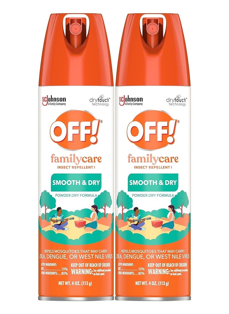OFF! OFF! Family Care Insect & Mosquito Repellent, Bug Spray Containing 15% DEET, Protects Against Mosquitoes, 4 Oz, 2 Count  - Image 1