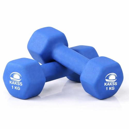 Kakss Neoprene Dumbbells sets for Gym Exercise (Proudly Made in India) (1+1=2 KG) Blue - Image 1