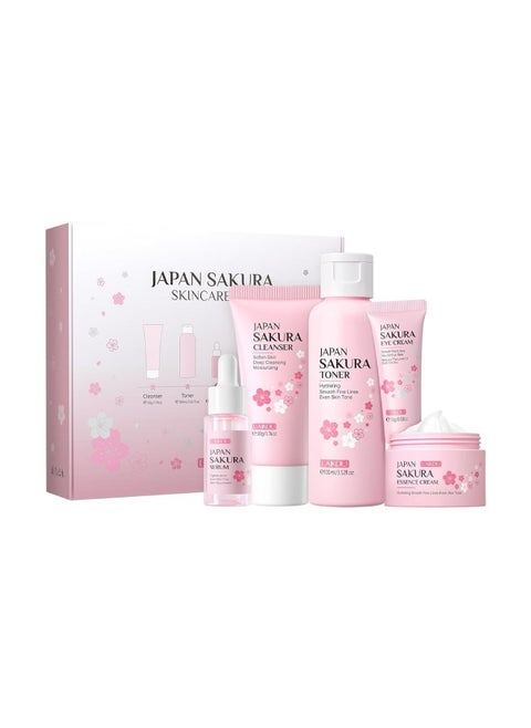 Skin Care Set JAPAN SAKURA Women Beauty Gift Sets Skin Care Kit with Cleanser, Toner, Serum, Eye Cream, Face Cream