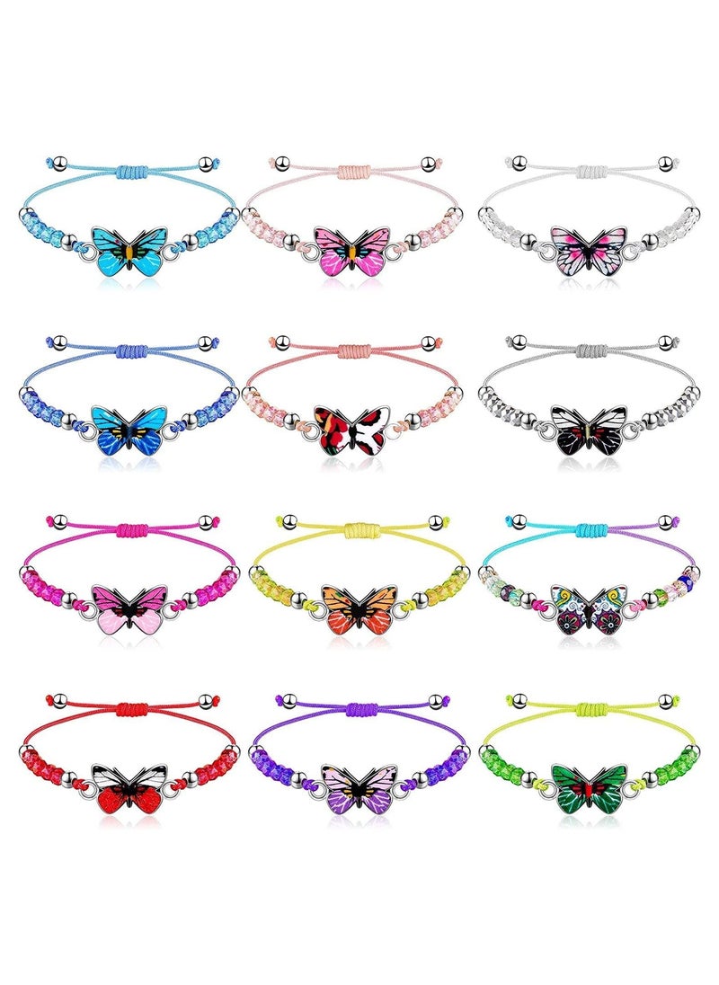 SYOSI 12 Pieces Bracelet Party Favors Colorful Bracelet Beads Bracelet Colorful Crystal Friendship Bracelets Adjustable Bracelet for Women for Fairy Party Decorations  - Image 1