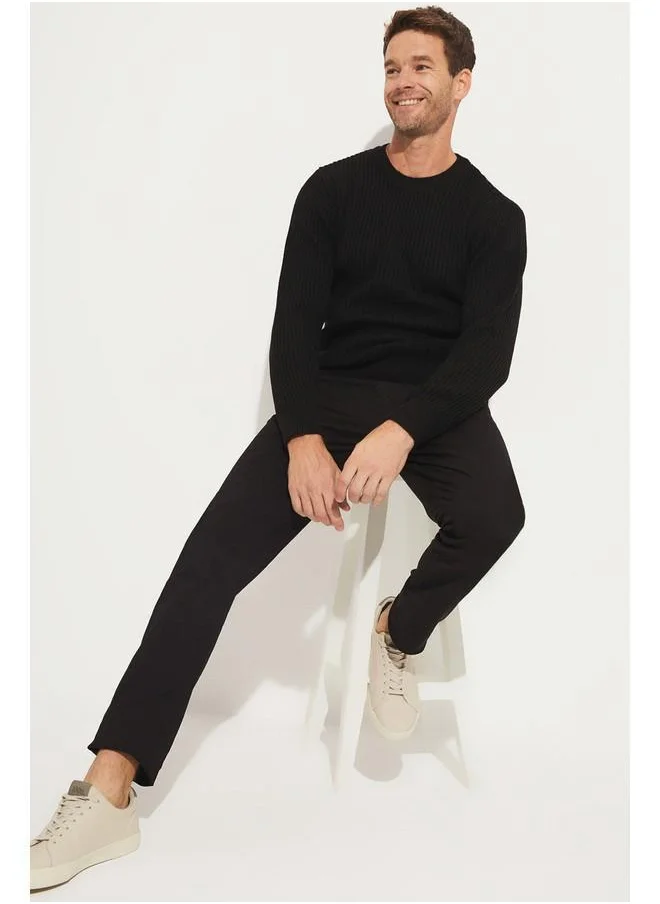 جون June Men Crew Neck Knitwear Sweater Black