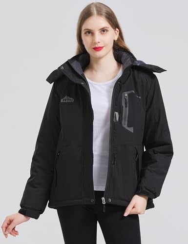 ELLSWOS Womens Winter Coats Waterproof Ski Jacket Warm Snow Jackets Windproof Windbreaker Hooded Raincoat - Image 2
