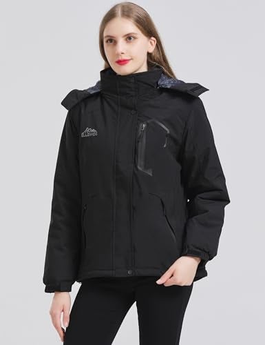 ELLSWOS Womens Winter Coats Waterproof Ski Jacket Warm Snow Jackets Windproof Windbreaker Hooded Raincoat - Image 3