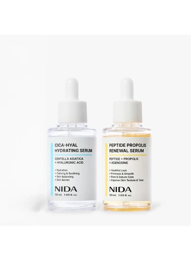 NIDA 2PCS Hydration & Wrinkle Renewal Serum, with Peptide Propolis Complex,Reduces Wrinkles & Improves Elasticity, Deep Moisturizing Skin Renewal, Suitable for All Skin Types - Image 1