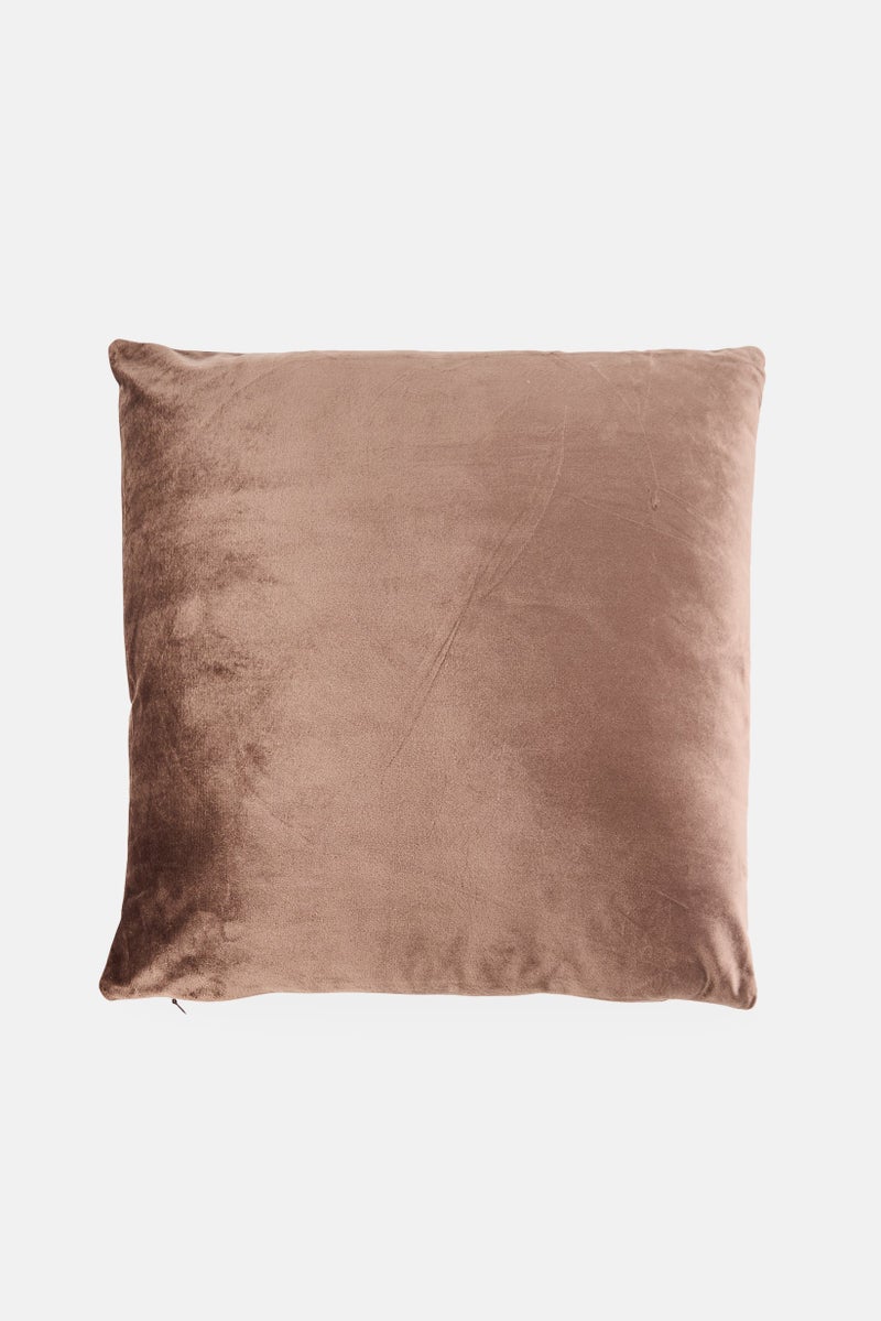 Muy Mucho Square Removable Cover Velvet Cushion, Brown - Image 1