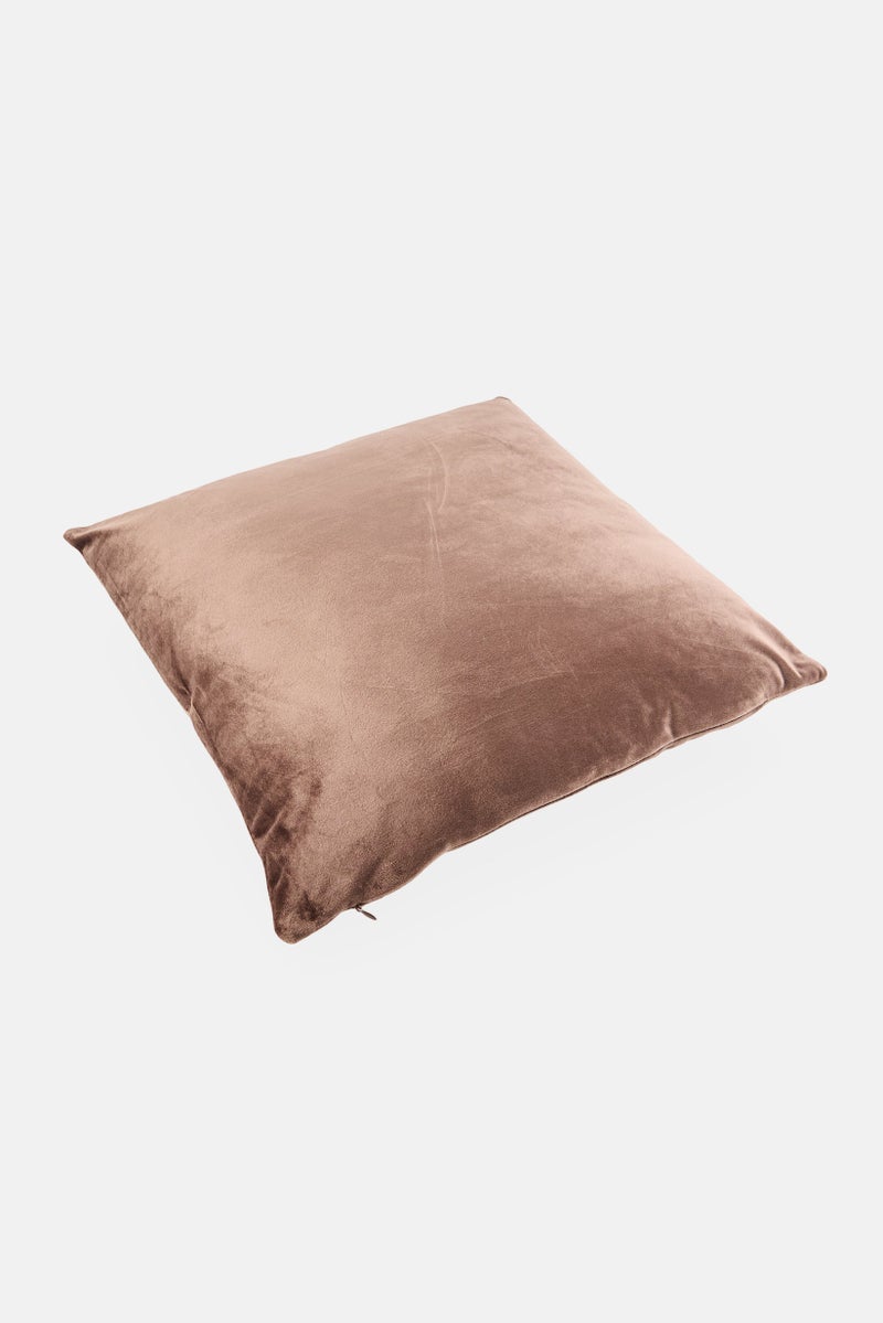 Muy Mucho Square Removable Cover Velvet Cushion, Brown - Image 2