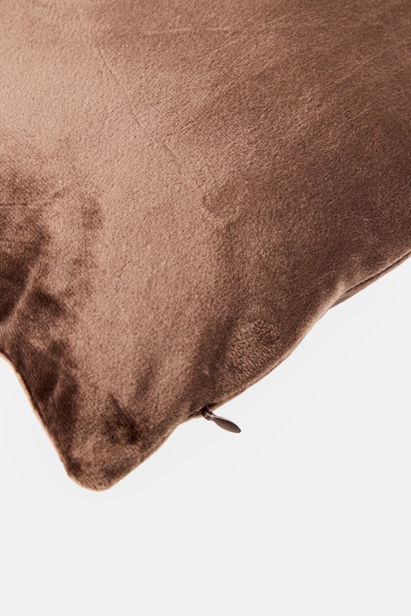 Muy Mucho Square Removable Cover Velvet Cushion, Brown - Image 3