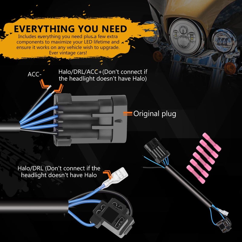 SUNPIE 7 Inch Headlight Kit for Harley Davidson Motorcycles with Mounting Bracket - Image 5