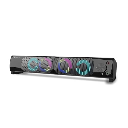 ZEBRONICS Wonder BAR 10, 2.0 USB Computer Speakers, 10 Watts, 2-in-1 Design, USB Powered, RGB Lights, AUX, Volume Control, Headphone/Mic Port, for Laptops & Desktop - Image 1