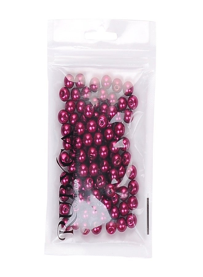 روبيكا 200 قطعة من خرز اللؤلؤ الزجاجي التشيكي الصغير اللامع الساتان المستدير لصنع المجوهرات بنفسك 4 مم لون بنفسجي داكن - Image 2