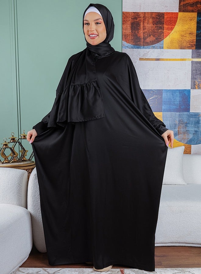 Zmurud Practical plain silky satin prayer dress with headscarf from zmurud fashion  - Image 5