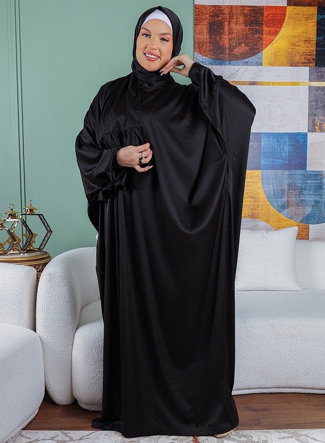 Zmurud Practical plain silky satin prayer dress with headscarf from zmurud fashion  - Image 2