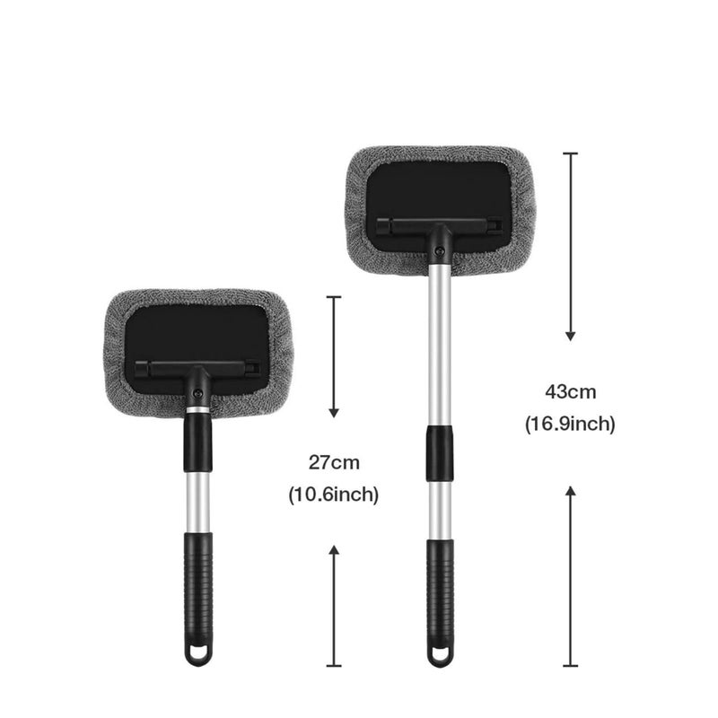 SOLARAE Windshield Window Cleaning Tool Car Windshield Cleaner Brush Auto Glass Wiper with Long Extendable Handle and 7 Pieces Washable Reusable Microfiber Cloth for Cleaning Car Window - Image 4