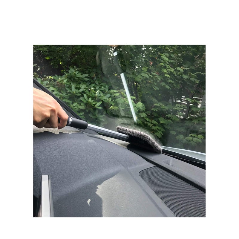 SOLARAE Windshield Window Cleaning Tool Car Windshield Cleaner Brush Auto Glass Wiper with Long Extendable Handle and 7 Pieces Washable Reusable Microfiber Cloth for Cleaning Car Window - Image 3