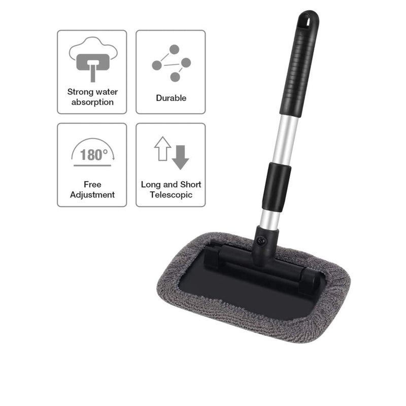 SOLARAE Windshield Window Cleaning Tool Car Windshield Cleaner Brush Auto Glass Wiper with Long Extendable Handle and 7 Pieces Washable Reusable Microfiber Cloth for Cleaning Car Window - Image 5