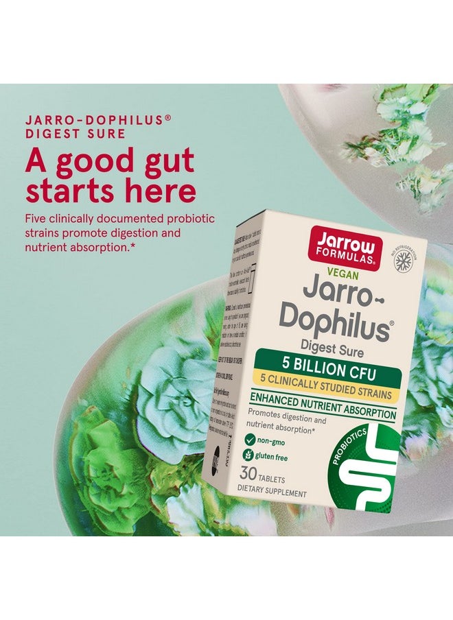 jarrow formulas Jarrodophilus Digest Sure Probiotics Supplement 5 Billion Cfu + Digestive Enzymes 30 Bilayer Tablets Promotes Digestion & Nutrient Absorption 30 Servings (Packaging May Vary)  - Image 4