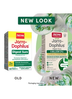 jarrow formulas Jarrodophilus Digest Sure Probiotics Supplement 5 Billion Cfu + Digestive Enzymes 30 Bilayer Tablets Promotes Digestion & Nutrient Absorption 30 Servings (Packaging May Vary)  - Image 3
