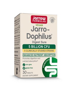 jarrow formulas Jarrodophilus Digest Sure Probiotics Supplement 5 Billion Cfu + Digestive Enzymes 30 Bilayer Tablets Promotes Digestion & Nutrient Absorption 30 Servings (Packaging May Vary)  - Image 1