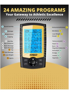 RIGID FITNESS TENS EMS Muscle Stimulator With 24 Massage Modes - Pain Relief Massager, Nerve & Muscle Activation - Includes 10 Electrode Pads & Carry Bag - For Better Blood Flow, Relaxation & Recovery  - Image 4