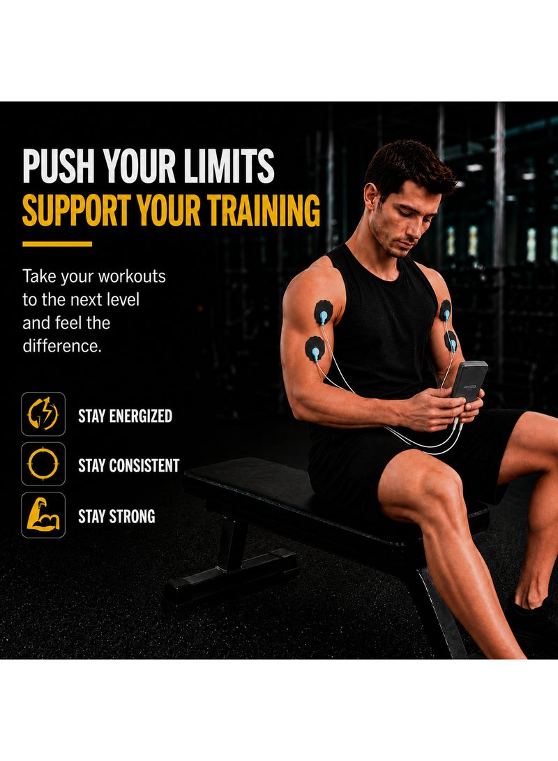 RIGID FITNESS TENS EMS Muscle Stimulator With 24 Massage Modes - Pain Relief Massager, Nerve & Muscle Activation - Includes 10 Electrode Pads & Carry Bag - For Better Blood Flow, Relaxation & Recovery - Image 3