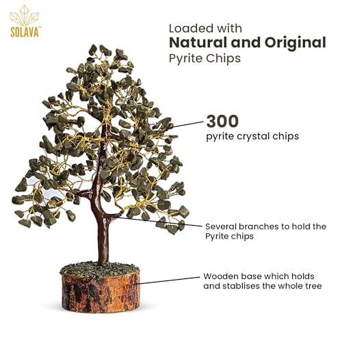 SOLAVA Pyrite Crystal Tree for Money - Money Stone Tree for Wealth, Confidence, Vastu Correction, Positive Energy, Reiki Healing and Good Luck- 300 Beads- 10-12 Inches - Image 5