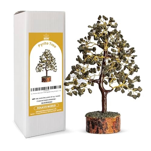 SOLAVA Pyrite Crystal Tree for Money - Money Stone Tree for Wealth, Confidence, Vastu Correction, Positive Energy, Reiki Healing and Good Luck- 300 Beads- 10-12 Inches - Image 3