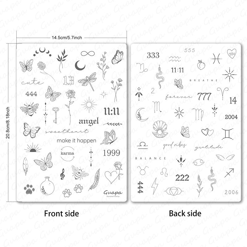 MARLLOGIVA 3pcs Pink Tiny Tattoos Practice Skin Silicone Tattoo Skin Tiny Tattoo Stencil Over 80 Pattens Fine Line Practice Sheet - Image 4