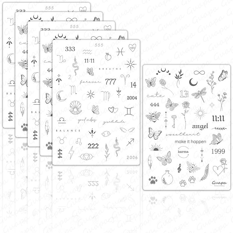 MARLLOGIVA 3pcs Pink Tiny Tattoos Practice Skin Silicone Tattoo Skin Tiny Tattoo Stencil Over 80 Pattens Fine Line Practice Sheet - Image 5