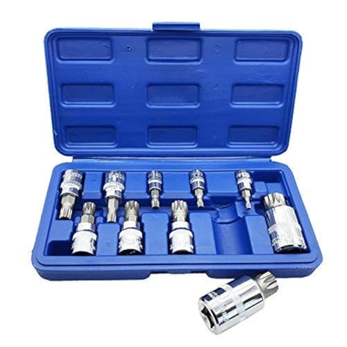 mainpoint XZN Triple Square Spline Bit Socket Set 12 Point Tamper Proof 1/2 1/4 and 3/8 Inch Drive,4mm-18mm,S2 Steel,10 Pieces - Image 1