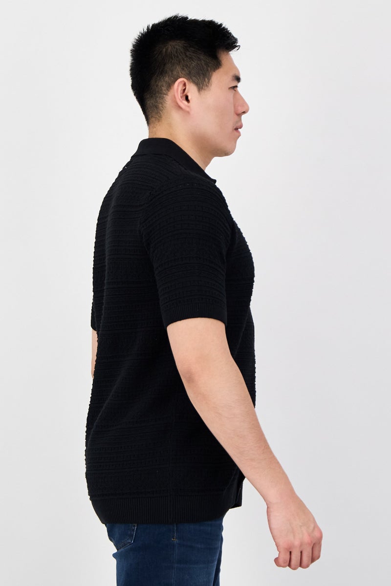 Threadbare بولو رجالي بأكمام قصيرة محبوك، أسود - Image 2