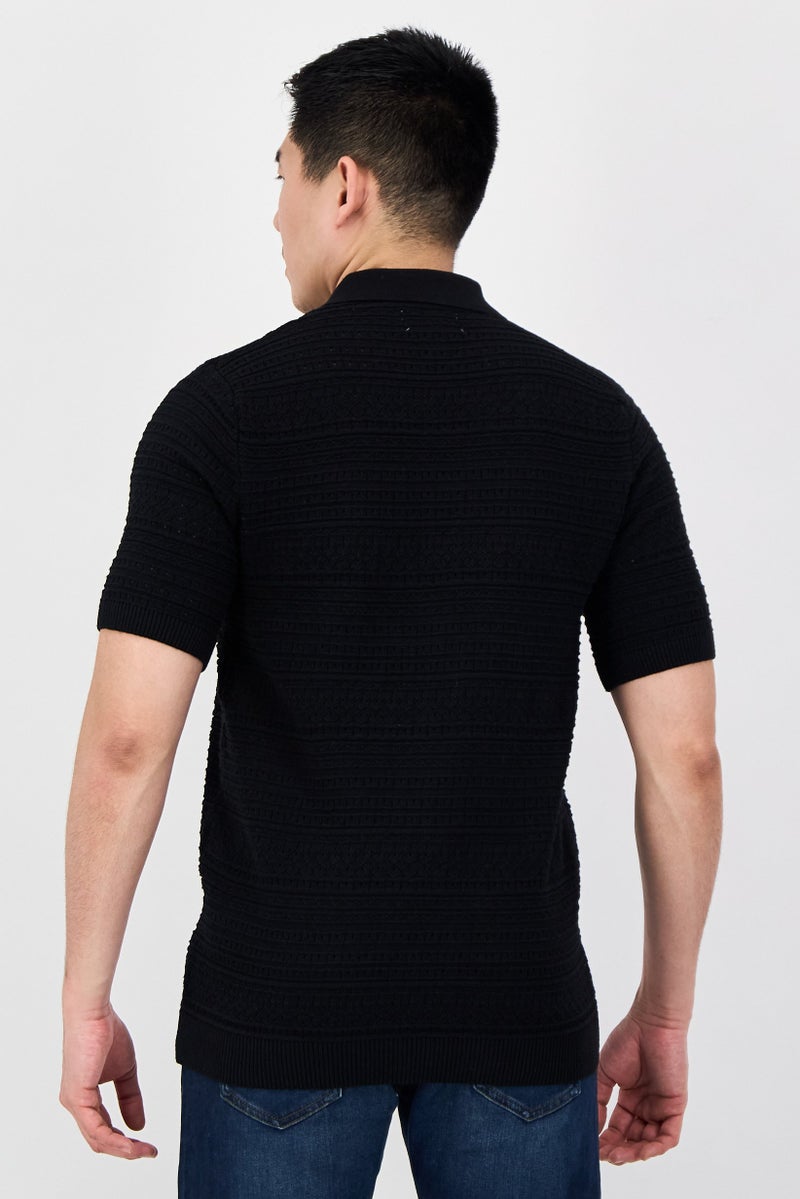 Threadbare بولو رجالي بأكمام قصيرة محبوك، أسود - Image 3